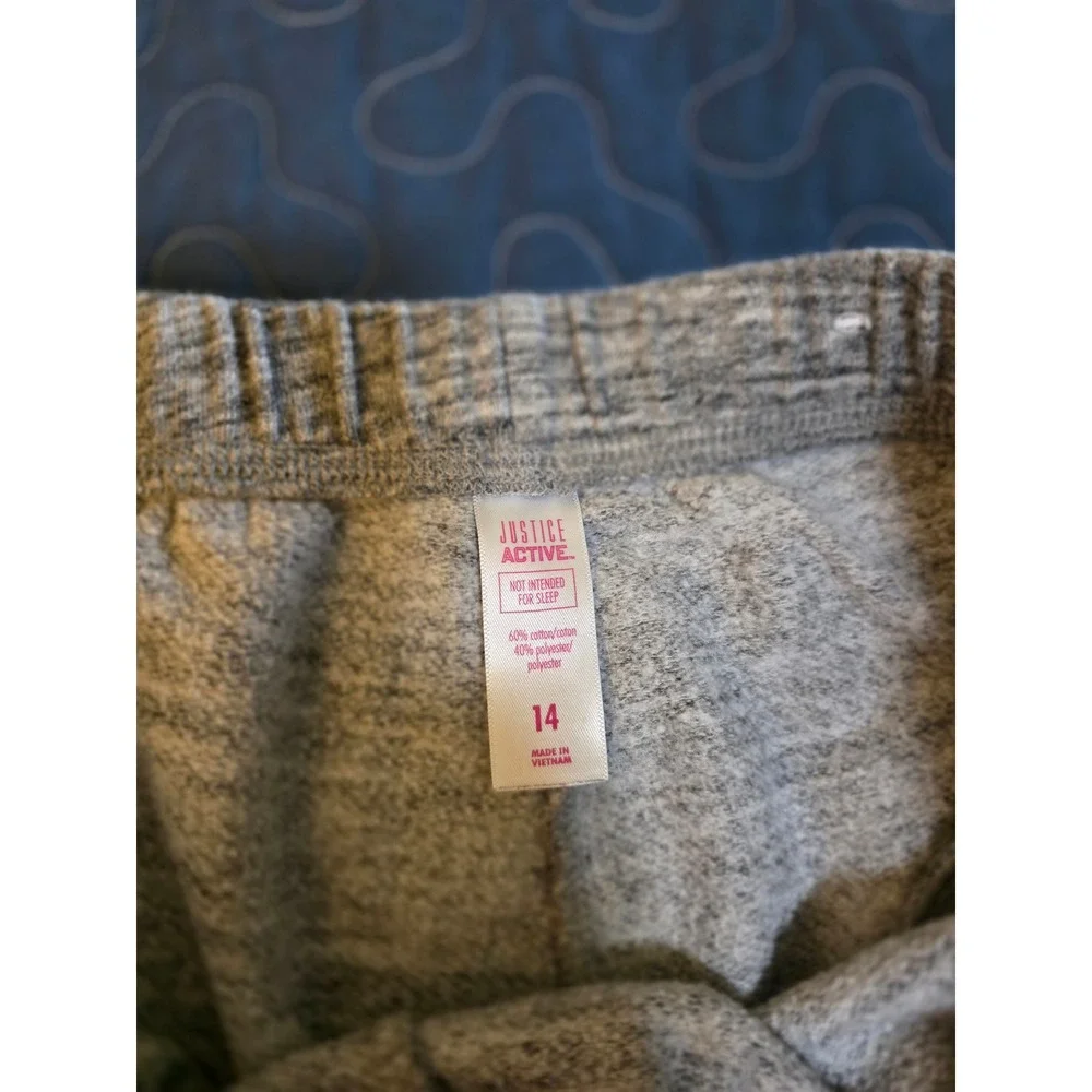 Justice Active Girls Size 14 Gray Heather Jogger Sweatpants Drawstring Pockets